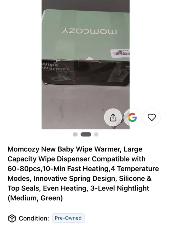 Momcozy Baby Wipe Warmer - Green - Picture 2 of 2